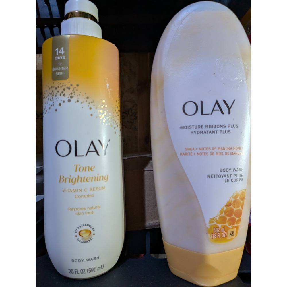 2 *NEW* Full Size  Olay Body Wash Toning Brightening Hydrating with Shea & Honey